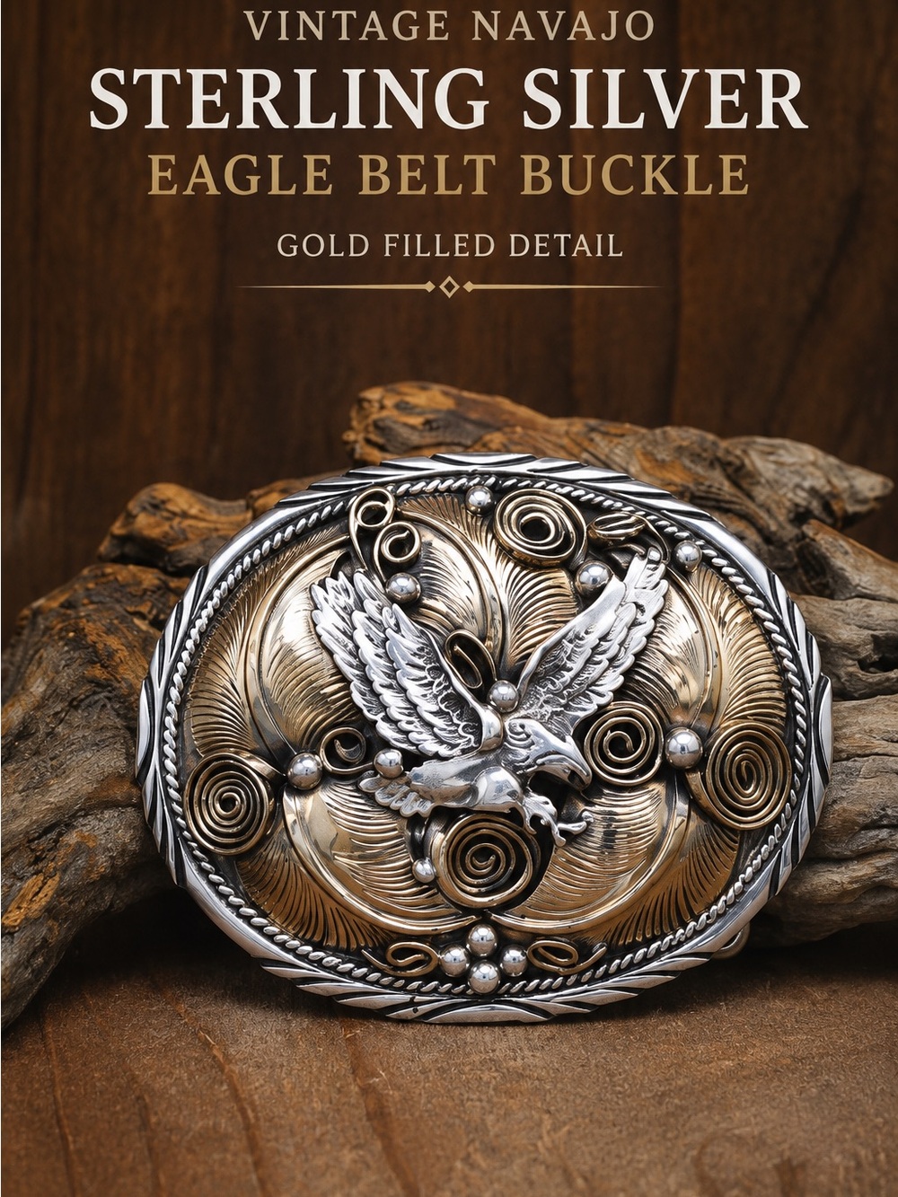 Vintage Navajo Sterling Eagle Belt Buckle